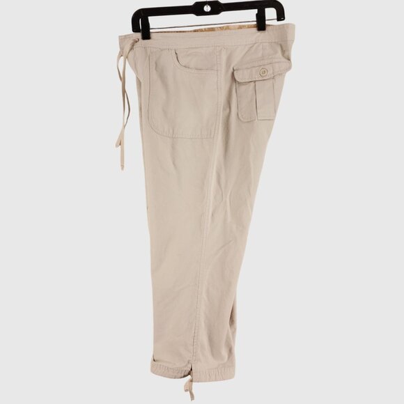 Old Navy Womens Beige Cropped Drawstring Pants W/ Pockets Size 10 - Picture 3 of 10
